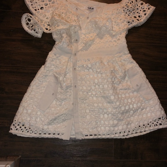 White Ruffle Mini Dress/S - Picture 5 of 6